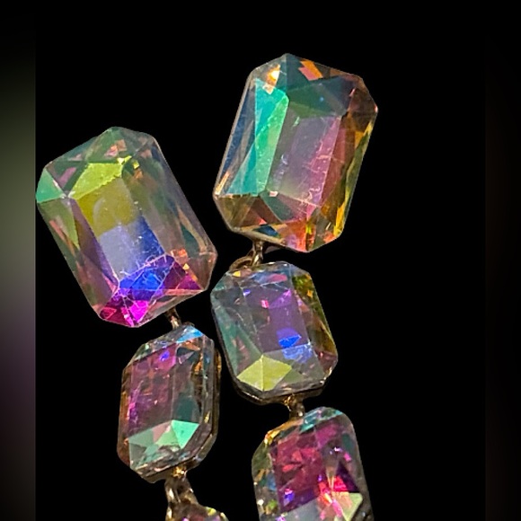 Gift with purchase Long Dangling Crystal Earrings - vintage 80’s - Picture 1 of 9